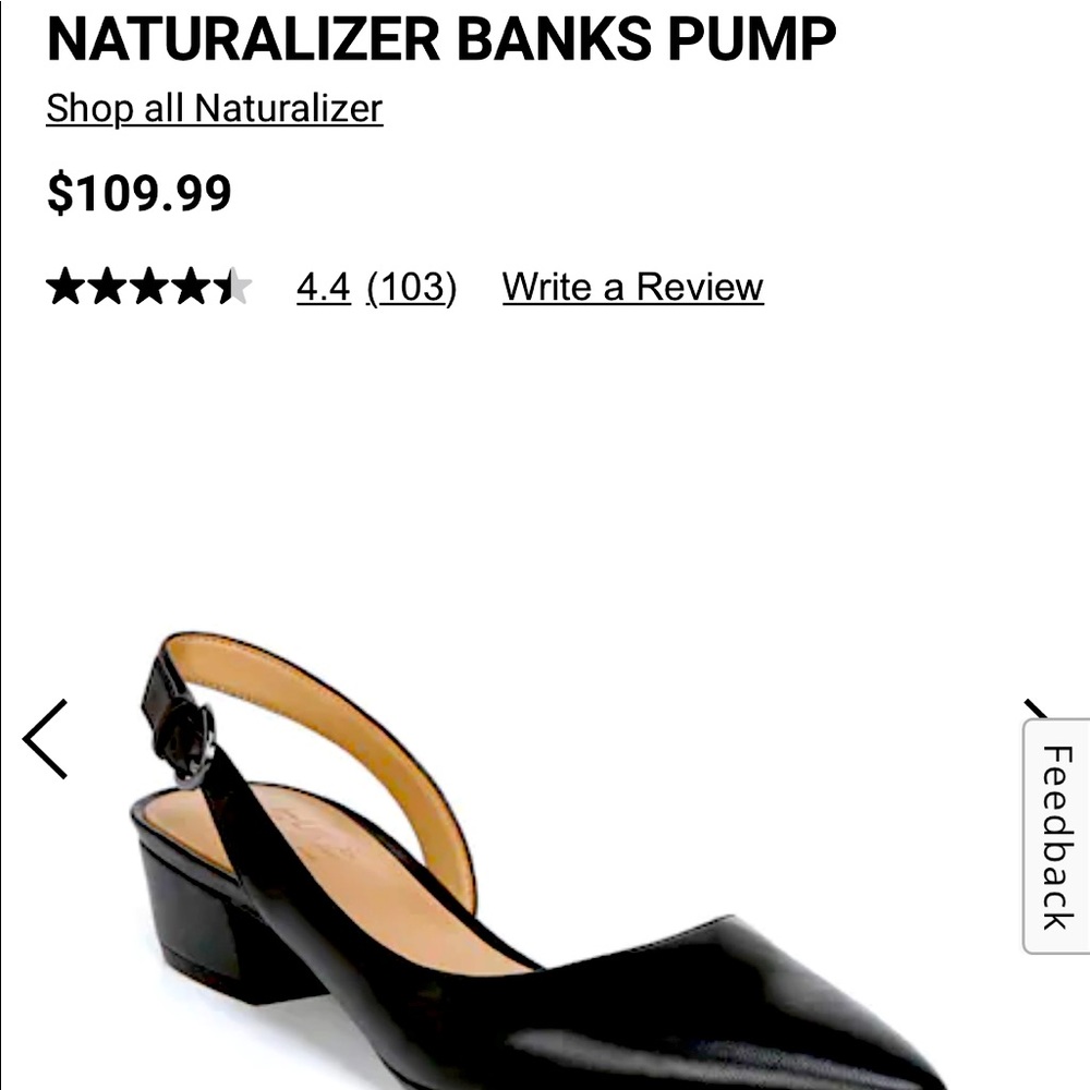 Naturalizer size 8 Banks Black Leather Slingback